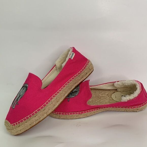 Soludos pink canvas embroidered elephant platform espadrilles - Picture 4 of 11